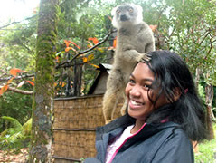 Liantsoa Jenny and Sifaka lemur, Photo Ravo.Madagascar ©, Travel and Trip, The East of Madagascar, a website of Ravo.Madagascar, webmaster of Christian thought