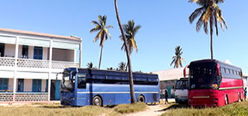 Time at leisure after the hard work, here at the Beach of Nosy Kely Morondava -
Bako and Hanitra AFF FJKM Ankadifotsy from MATTHEW Team - Picture at sunset -
Our bus at our camp at the Highschool of Morondava on the last days AFF, FJKM Madagascar, SPIA 19 Morondava
