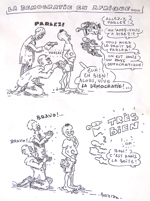 USA - Irak, année 2003, de Pov
1ère image : La Démocratie en Afrique ... de Heryraz BD de Madagascar, la Bande Dessinee Malagasy, tantara an-tsary Malagasy, Comics of Madagascar, BD Heryraz, la democratie en Afrique